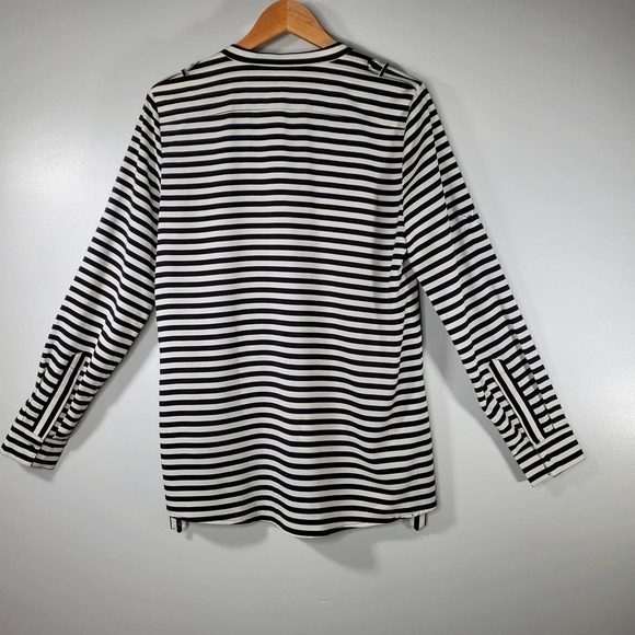 Calvin Klein Roll Tab Striped Long Sleeve Button Down Blouse Size Small - Picture 4 of 9